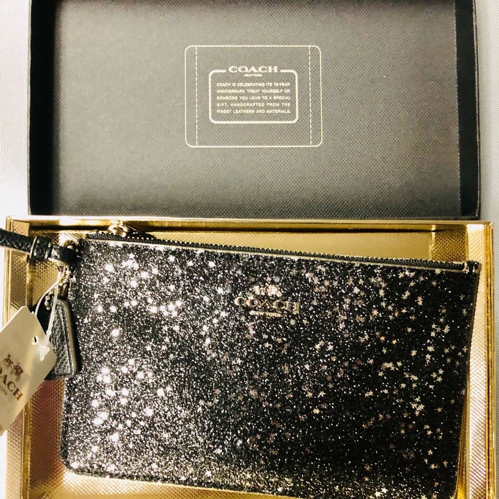 Coach wristlet- Black Star ✨ Glitter BRAND NEW
